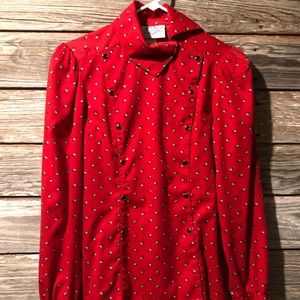 Women’s Salaminder snap button western shirt. Red w/ small flowers. Size: 12.